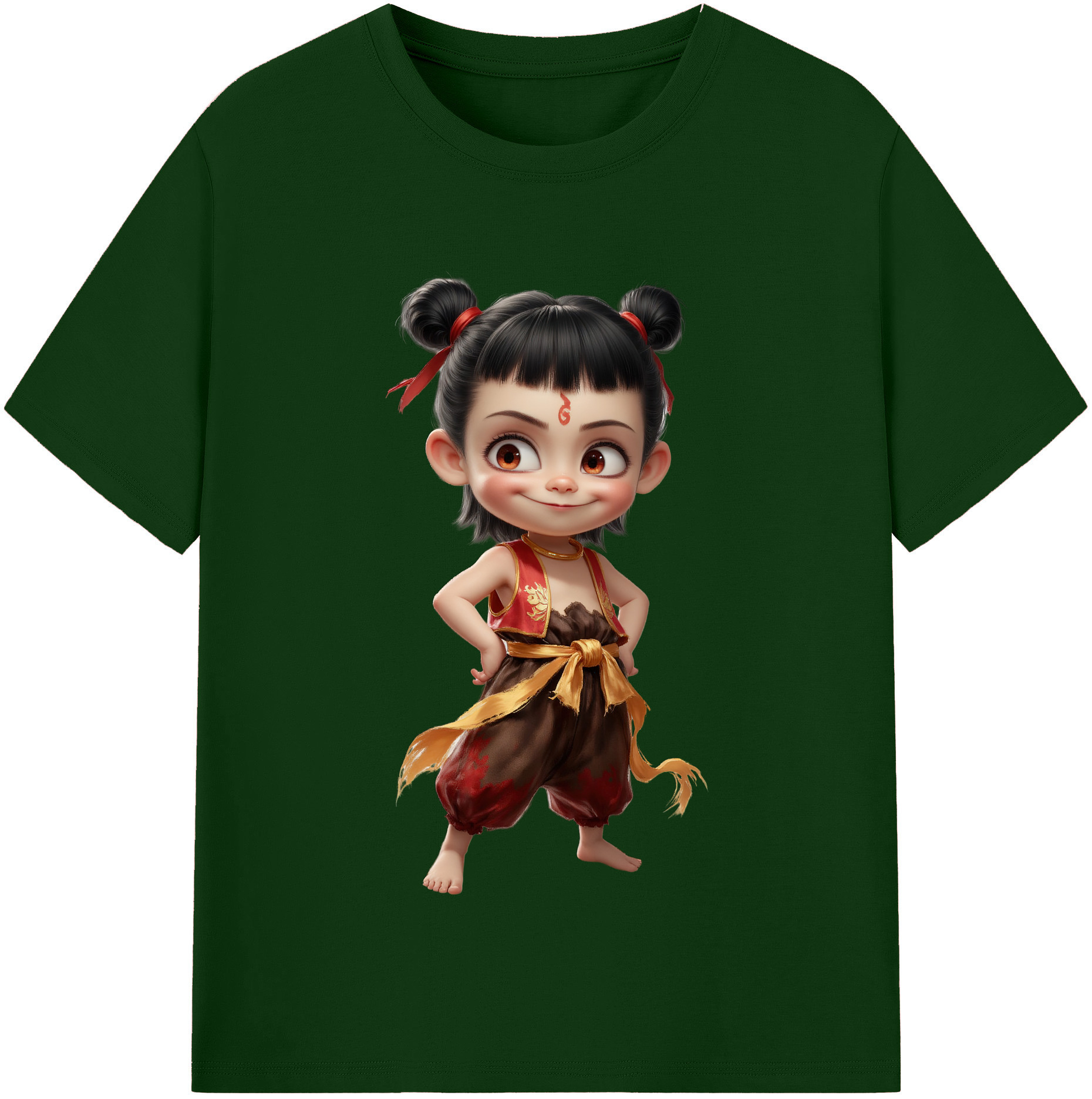 （画像用） Ne Zha 2 ナタ 魔童の大暴れ 綿100％半袖Tシャツ（フロントプリント）